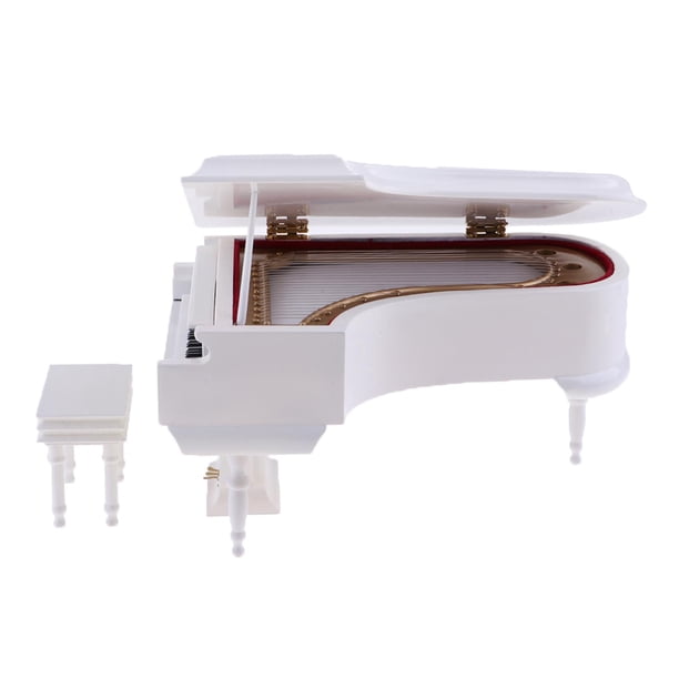 1:12 1/12 Piano Modelo Caja de Música Decorativa de + Simulación de Plástico Piano en Miniatura para Playset Casa de Accesorios Ni blanco
