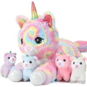 Animal De Peluche Pegmapri, Unicornio, Con 4 Gatitos Bebés De 56 Cm