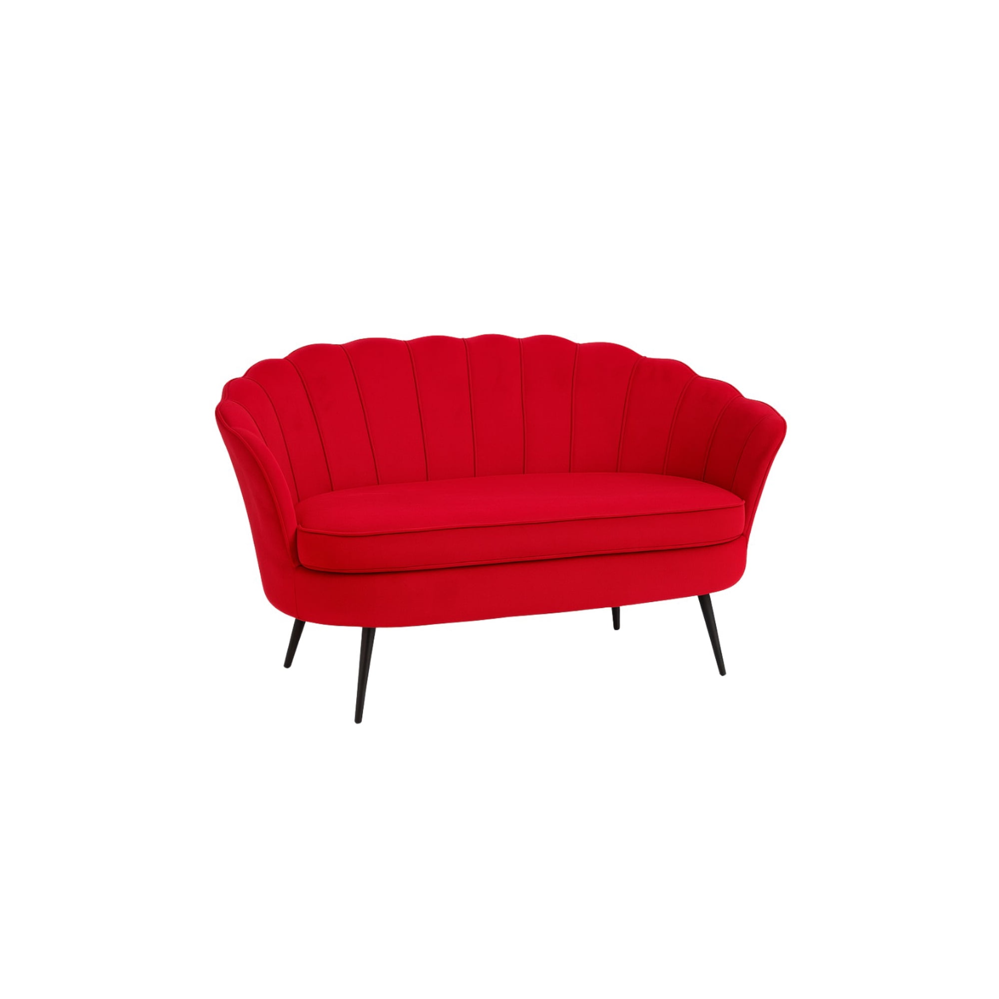 Habita2 Chile - Sofa De Terciopelo 2 Cuerpos Base Negra Shell Rojo