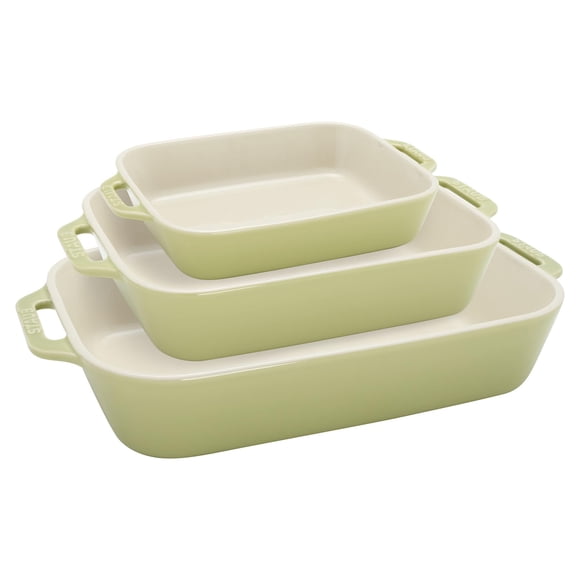 Cazuelas STAUB 3 uds rectangulares color verde pastel macarrón