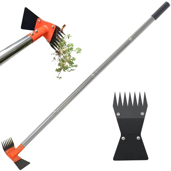 Rastrillo extractor de césped y azadón CKLT, 2 en 1, 150 cm de largo