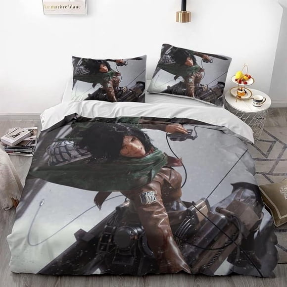 Invad-e on Tita-n Eren Levy-i Anime Soft-t 3D Printe -- d Duvet Co-ver Bedding- Set with -Co-mfort-er Cover