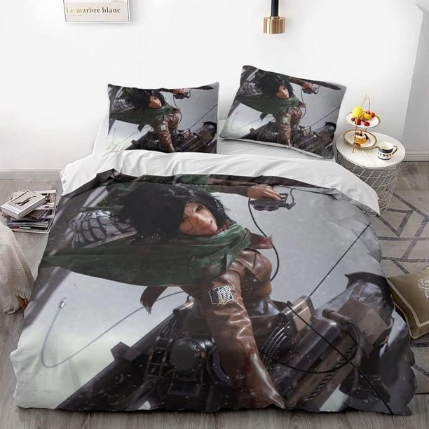 Invad-e on Tita-n Eren Levy-i Anime Soft-t 3D Printe -- d Duvet Co-ver Bedding- Set with -Co-mfort-er Cover