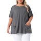thumbnail image 1 of Agnes Orinda Blusa de Verano Sólida con Bolsillos de Manga Corta y Cuello Redondo para Mujer de Talla Grande, Talla 1X, Gris, 1 of 6