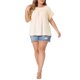 thumbnail image 4 of Agnes Orinda Blusas de Talla Grande para Mujer de Chifón con Lunares Suizos, Mangas Cortas, Encaje de Ganchillo, Blusa Plisada 2X Beige, 4 of 8
