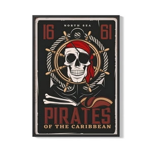 Creango - Cuadro Poster Enmarcado Piratas Del Caribe Decorativo