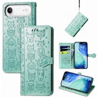 Funda Cartera Foxdock Para Iphone Air , Flip Pu Con Relieve De Gatos Y Perros, Tarjetero Y Soporte