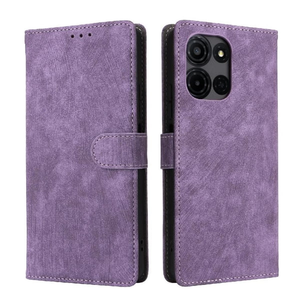 Funda Billetera para TCL K32 5G con Soporte - Cartera de Cuero con Ranuras Morado