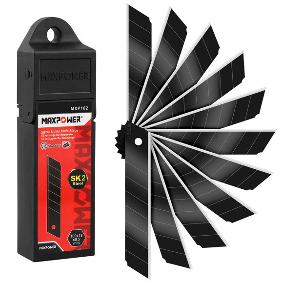 Cuchillas para navaja multiusos MAXPOWER paquete de 50 unidades 18 mm negro