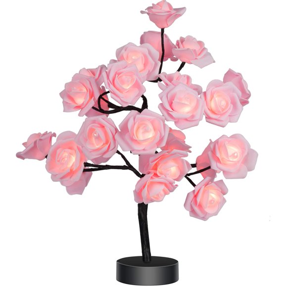 Lámpara de mesa COLORLIFE Rose Flower Tree con luz para decoración de habitaciones