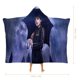 thumbnail image 2 of Miércoles Manta Capa con Capucha Anti-Bolitas, Manta de Lana Ártica Suave, Manta Portátil de Felpa Ligera y Lujosa, Poncho para Siesta en Casa y Oficina, 100*130cm, 2 of 6