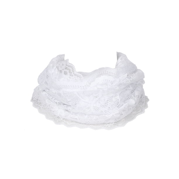 INSPIRA CHIC Estilo Español Encaje Floral Mantilla Velos Infinito, Cobertura de Cabeza para Capilla Iglesia Bufandas de Misa Latina Talla Única Blanco