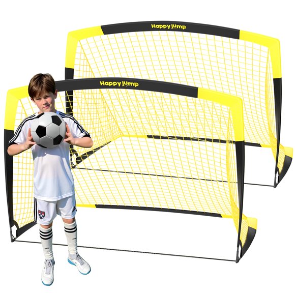 Juego de portería de fútbol Happy Jump, plegable, 5 x 3.6 pies, 2 unidades