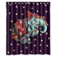 thumbnail image 1 of Cortina de ducha con diseño de elefante psicodélico Marc con ganchos, tamaño 66 x 72 pulgadas, 1 of 3