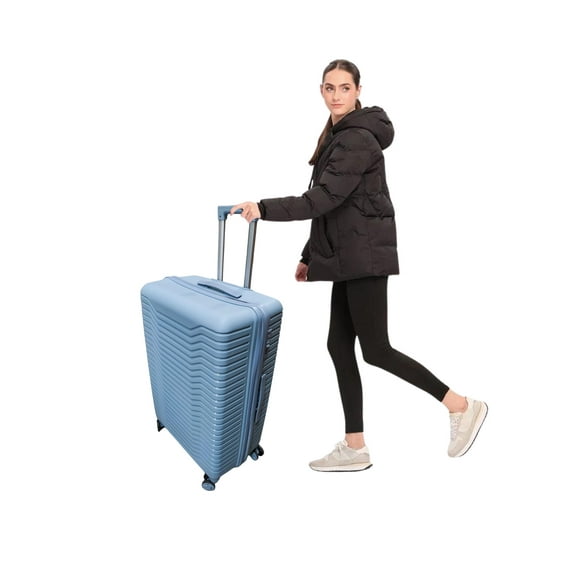 Set 3 Maletas Azul Humo Abs Ruedas 360° Medidas Estándar Premium