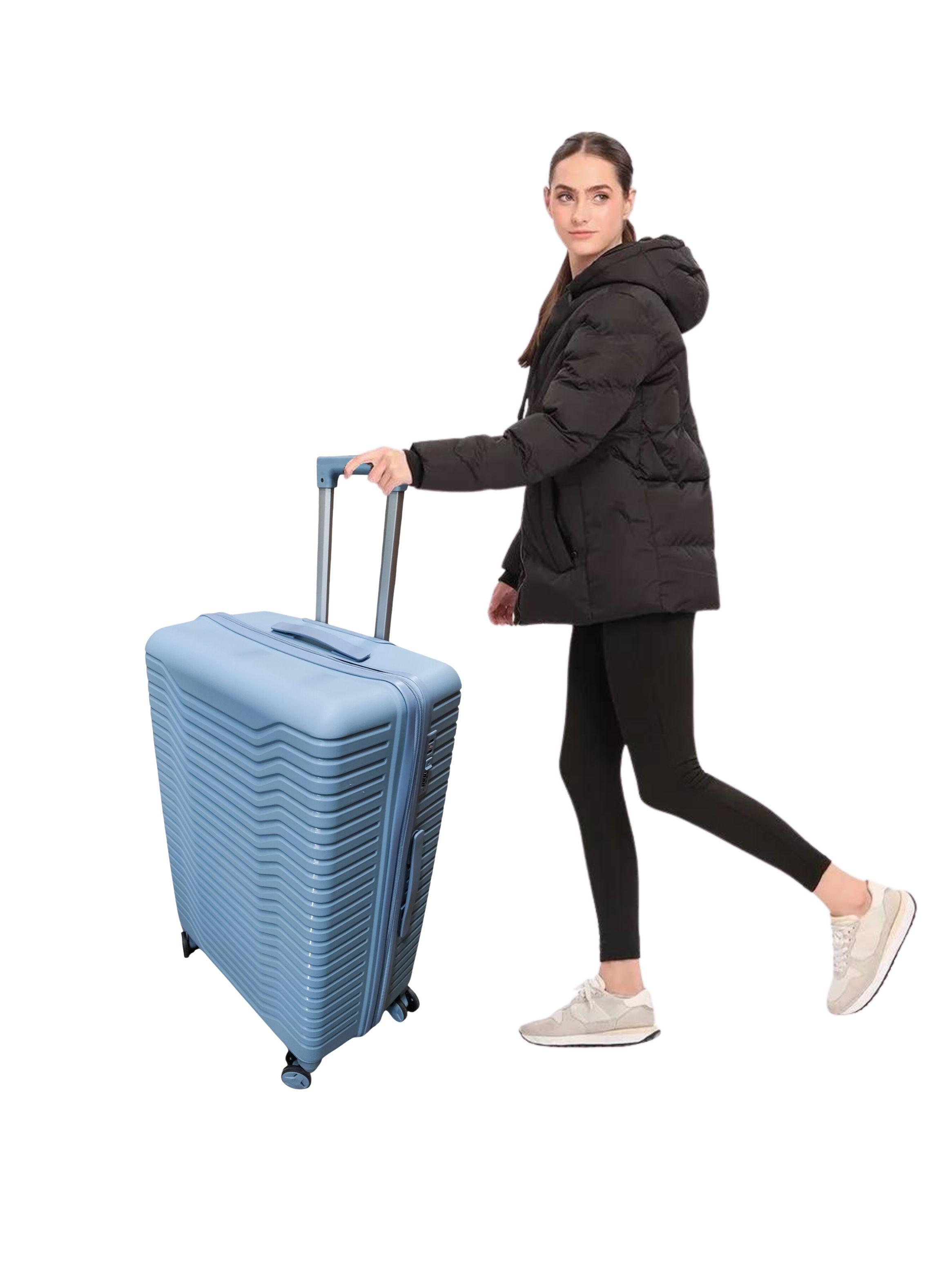 Tododescuento - Set 3 Maletas Azul Humo Abs Ruedas 360° Medidas Estándar Premium