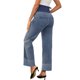 thumbnail image 3 of INSPIRE CHIC Pantalones de Maternidad para Mujeres Jeans Denim Pierna Recta Dobladillo Alto Elástico Sobre el Vientre Pantalones de Trabajo Casual L Azul Retro, 3 of 6