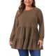 thumbnail image 1 of Agnes Orinda Ropa de Halloween para Mujer Tallas Grandes Tops Babydoll de Escuela Colegio de Manga Larga Cuello Redondo Casual Suelto Blusas Peplum Túnicas 4X Marrón Café, 1 of 6