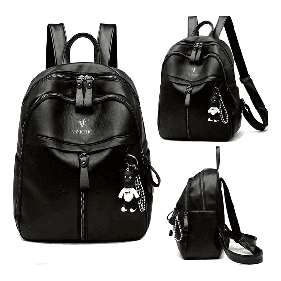 Mochilca Casual De Mujer Vavichica Mochila Campus Negro Liso