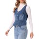 thumbnail image 4 of INSPIRE CHIC Chaleco de Jean para Mujeres Sin Mangas Cuello en U Abotonado Bolsillos Chalecos Occidentales Top Chaleco de Mezclilla Recortado XS Azul, 4 of 6
