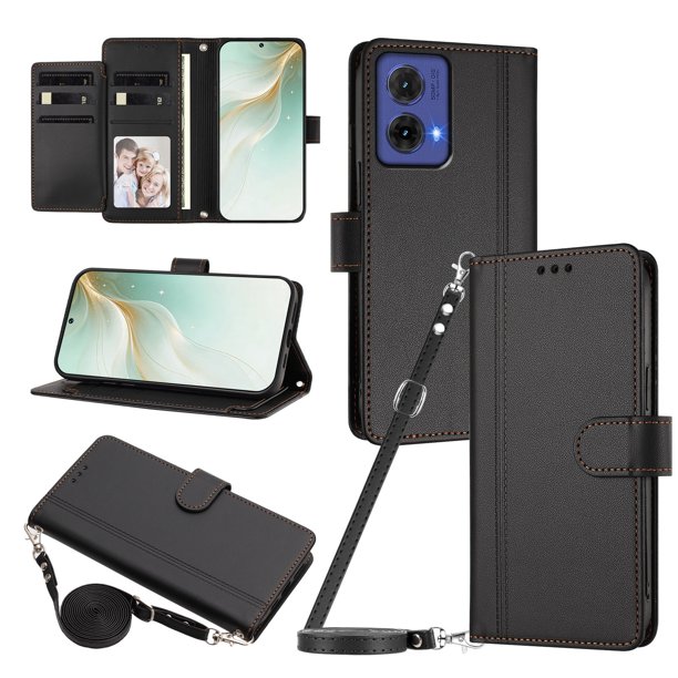 Motorola MOTO G85 5G Funda Billetera con Cierre Magnético, Negro