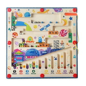 Magideal - Rompecabezas De Madera Con Cuentas Magnéticas Para Edades De 3 A 5 Años, Regalo De Cumpleaños, Juguete Preescolar Espacio
