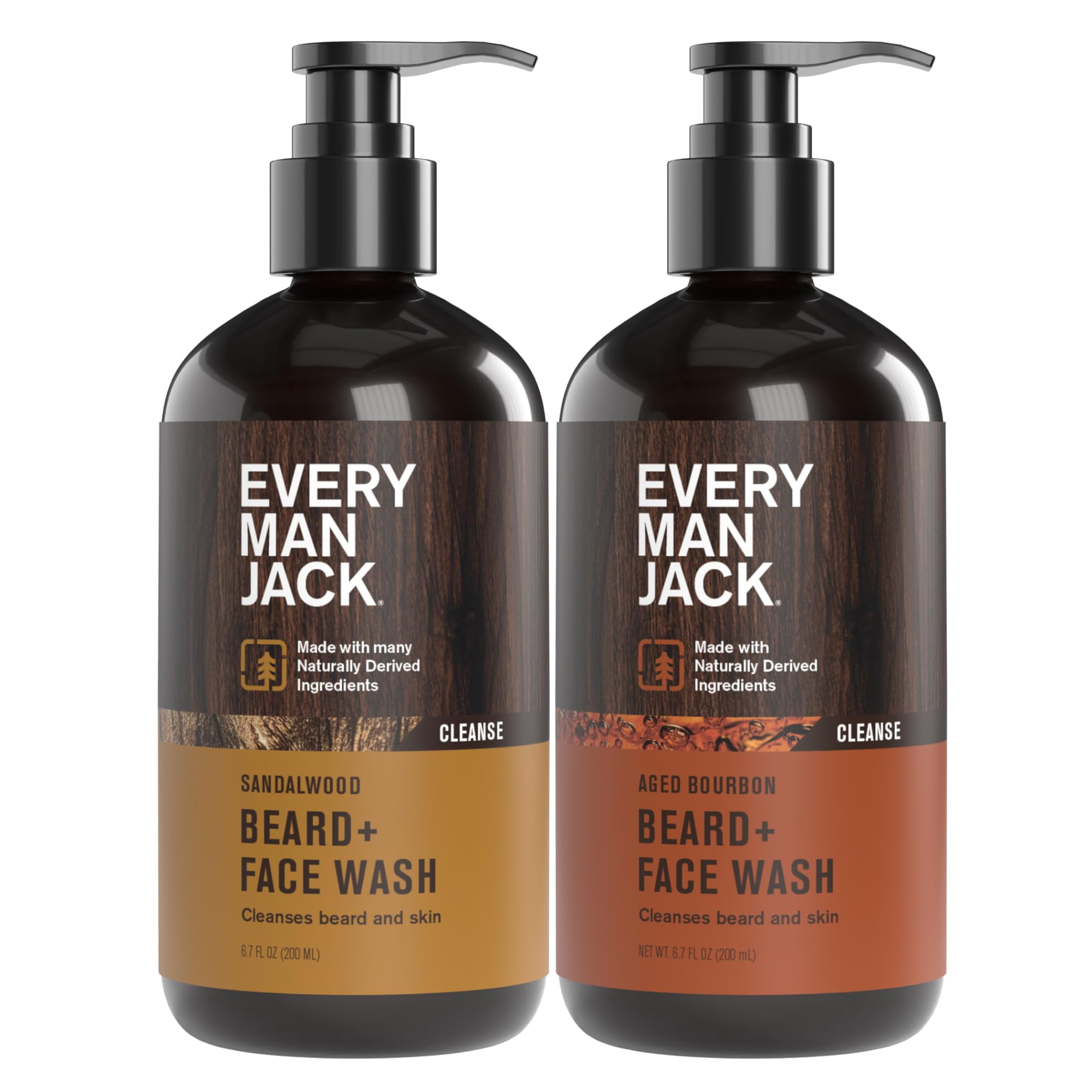Paquete De Gel Facial Beard + Every Man Jack Sandalwood, 200 Ml, Paquete De 2