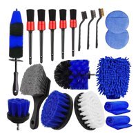 Magideal - 19X Juego De Cepillos Detallado De Coches, Juego De Brochas De Taladro Para Detalles De Automóviles, Paño De Lavado Profesional, Cepillo De Lavado De