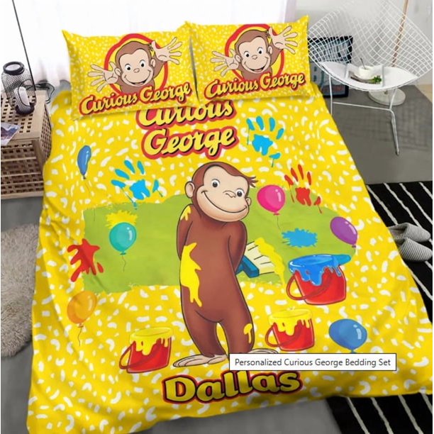 Curious George Bedding Set Soft Donna Cover Set Bedroom Decor Kids Gifts