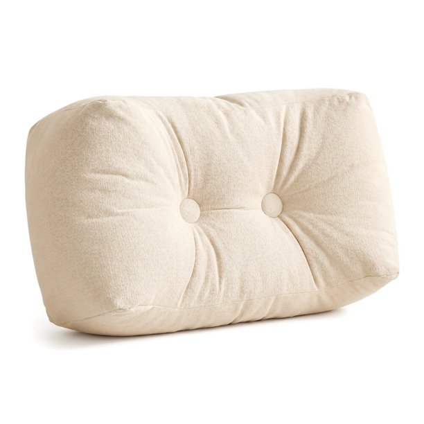 REGALWOVEN Almohada de soporte lumbar de algodón para respaldo y comodidad al sentarse y conducir Beige claro-marrón 18.9x9.8x7.5 pulgadas