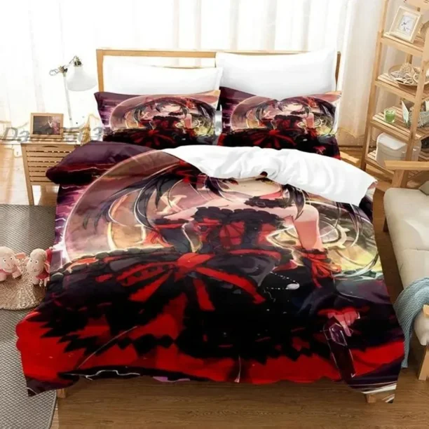 Date A Live Kurumi Tokisaki Bedding Set Boys Girls Duvet Cover Pillowcase Bed Kids Adult Bed Sheets