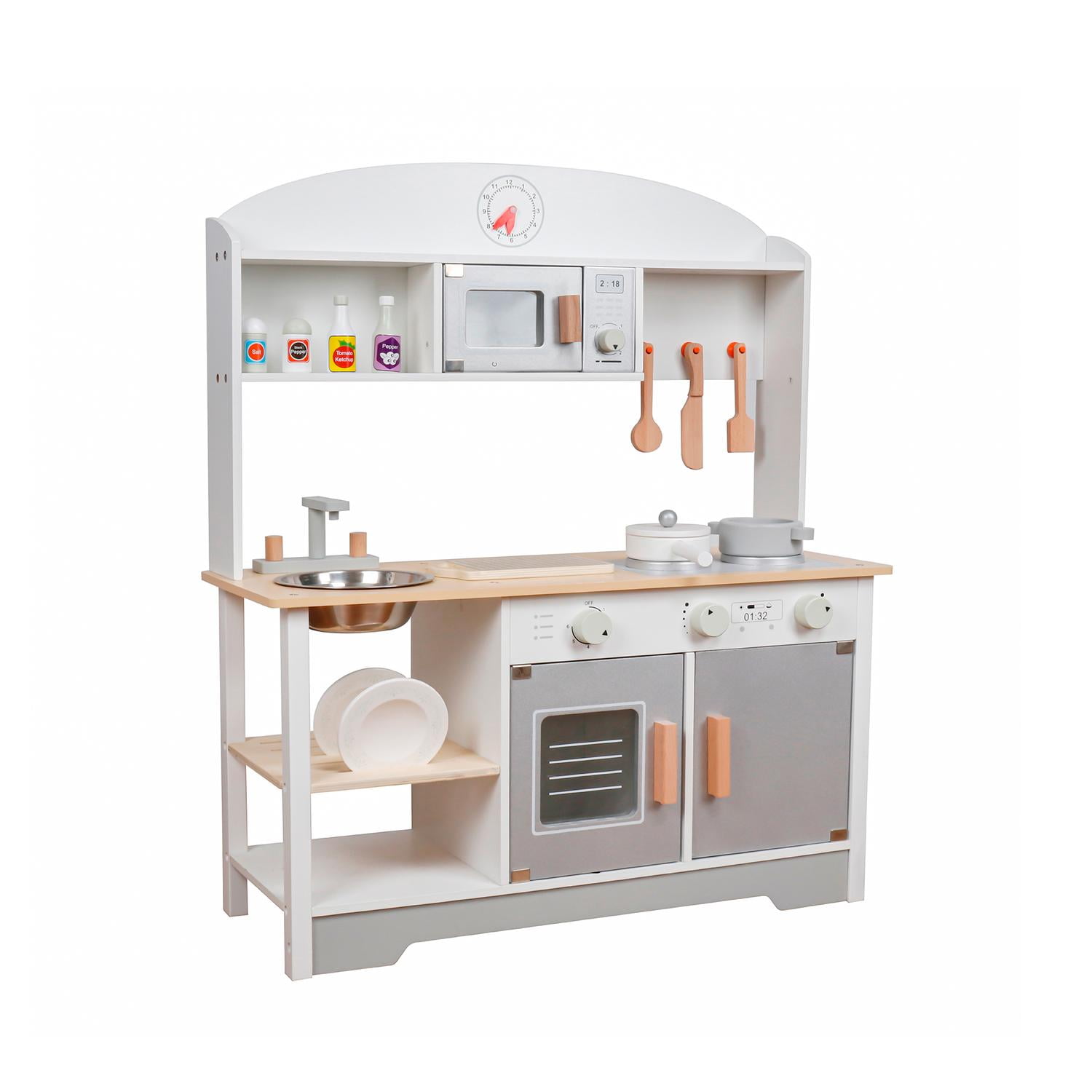 Cocina De Juguete Infantil Niños Madera 11 Accesorios Bandú