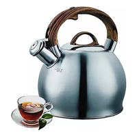 Genérico - Tetera Con Silbato De 2.5 Litros, Acero Inoxidable, Manija De Madera