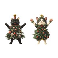 Magideal - Adorno Para Árbol De Navidad Con Forma De Gato, Decoración Navideña, Decoración Plana 2D, Llamativo, Lindo, Regalo Ideal, Decoración Festiva Para Amig