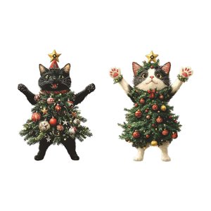 Magideal - Adorno Para Árbol De Navidad Con Forma De Gato, Decoración Navideña, Decoración Plana 2D, Llamativo, Lindo, Regalo Ideal, Decoración Festiva Para Amig