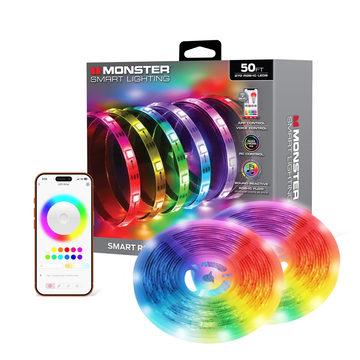 Tira Led Monster 50ft Multicolor 700lm 7000k Smart