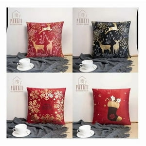 Casadeliacl - 4Pcs Funda De Cojín De Sofá De Navidad Decoración Surtida Negro