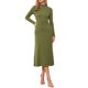 thumbnail image 2 of INSPIRE CHIC Vestido de Mujer Suéter Cuello Alto Manga Larga Elástico Fluido Tejido de Punto Maxi Vestido XS Verde Aguacate, 2 of 6