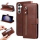 thumbnail image 5 of Funda tipo cartera para Samsung Galaxy S23 FE con bolsillo con cremallera y ranuras para tarjetas – Función de soporte Marrón, 5 of 6