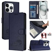 Funda Tipo Cartera Foxdock Para Iphone 15 Pro Con Soporte, Ranuras, Rfid, Diseño De Gato