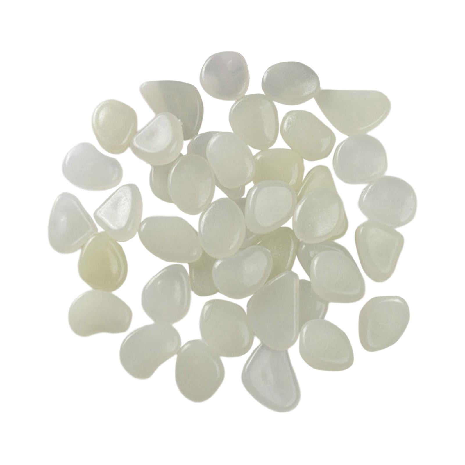 Magideal - 50 Uds. De Piedras Luminosas Que Brillan En La Oscuridad, Rocas Para Paisajismo, Manualidades Diy, Guijarros De Jardín, Guijarros Luminosos Para Decor Blanco