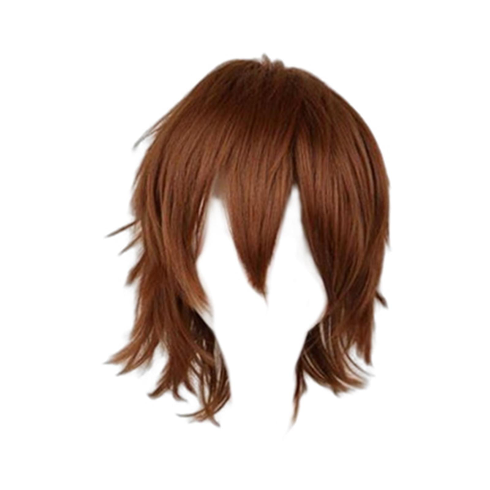 Ioensy - Cosplay Peluca Corta Resistente Al Calor Spiky Para Disfraz Hombres Cosplayer Marrón