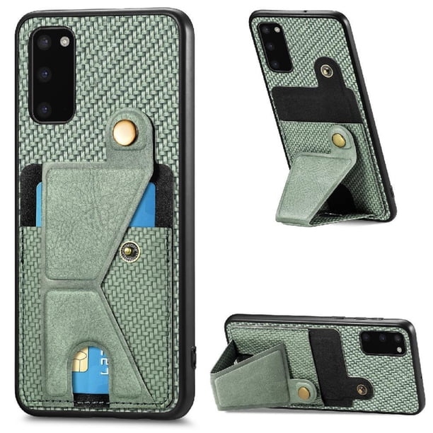 Funda Resistente para Samsung Galaxy S20 con Tarjetero y Soporte, Diseño Magnético Verde