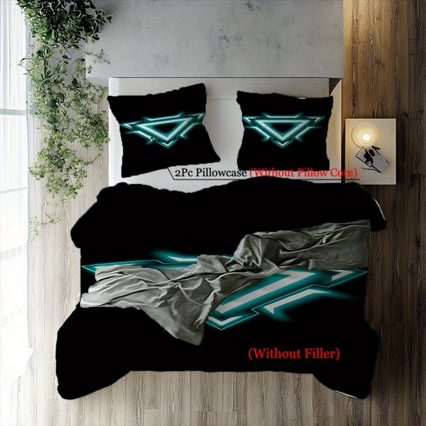 3pcs Neon Triangle Technology Futuristic Design Bedding Set Duvet Cover + 2 Pillowcases Combo