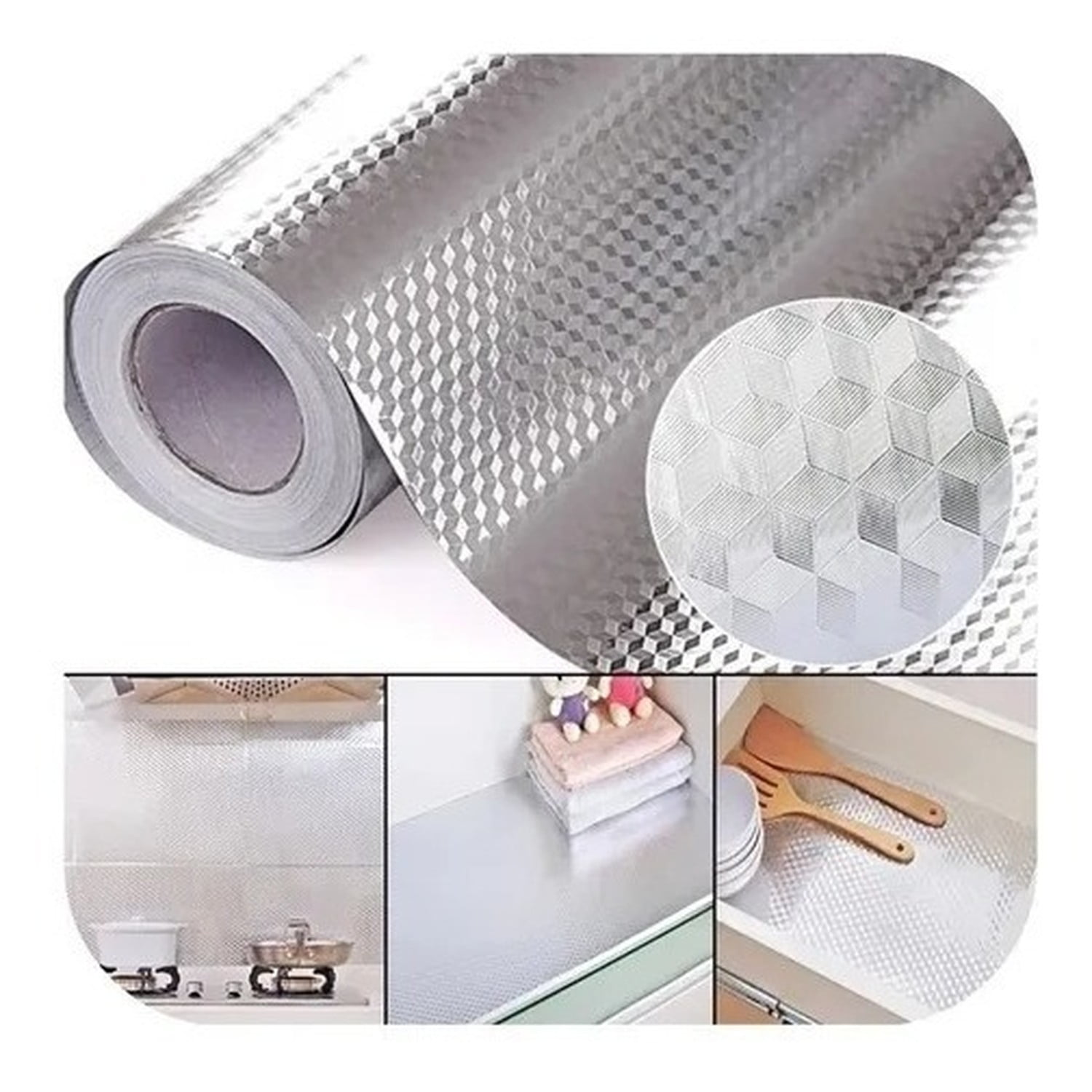 Genérico - Papel Autoadhesivo Decorativo Aluminio Plata 40x1000cm