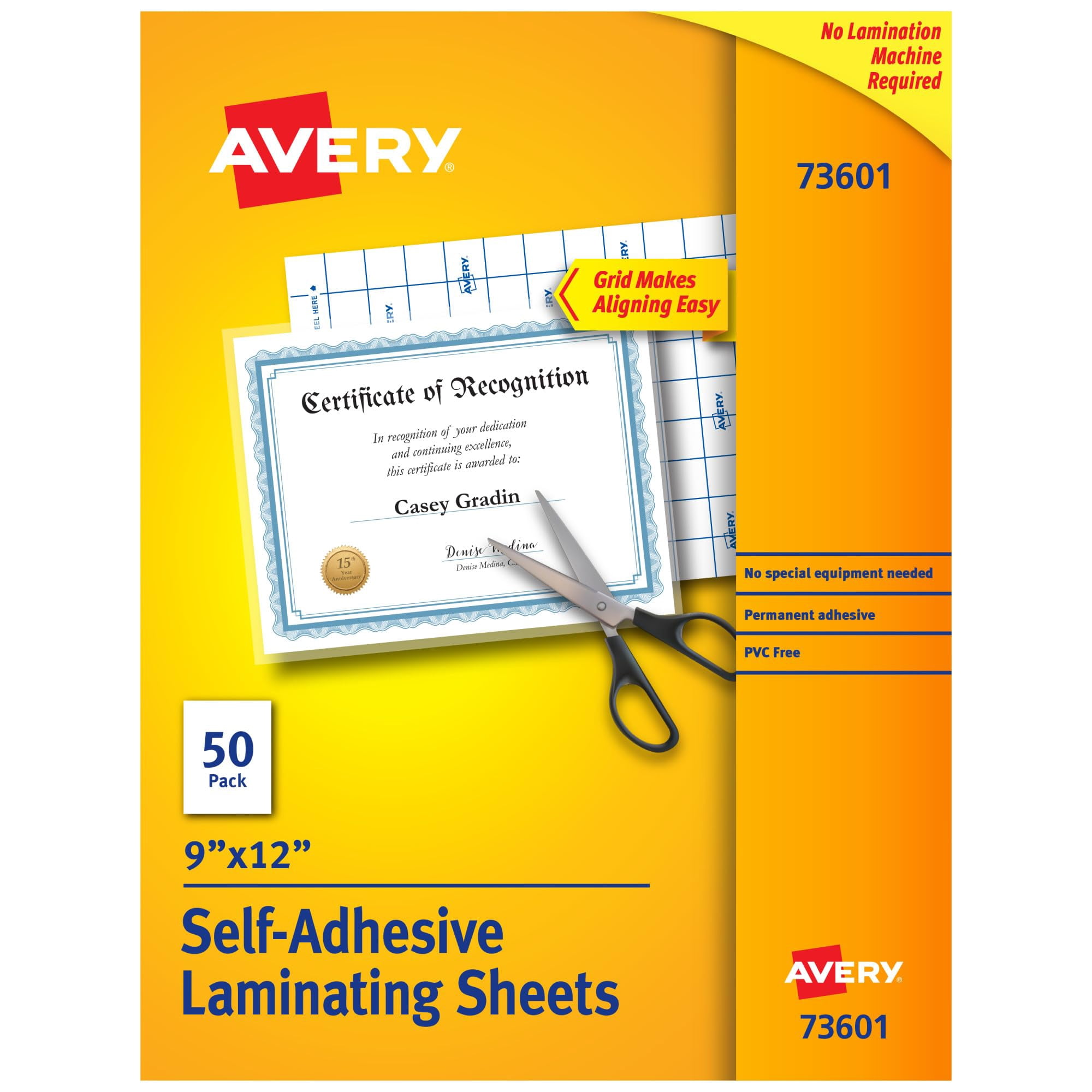 Láminas Laminadoras Avery Clear De 9 X 12 Cm, Permanentes, 50 Hojas