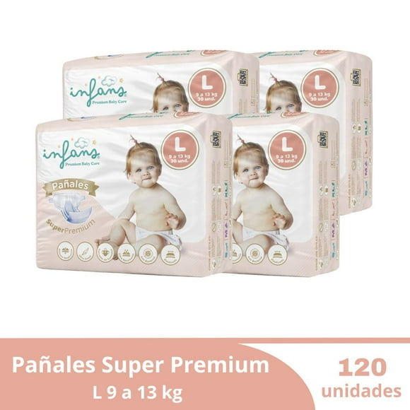 Pañales desechables Super Premium L INFANS 120 UND