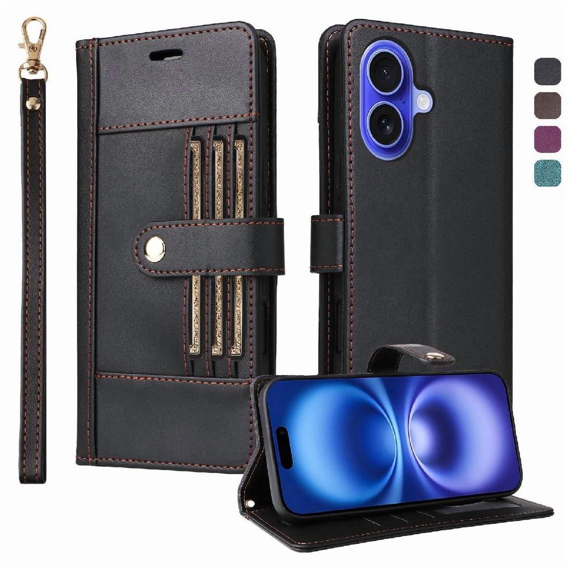 Foxdock Funda Tipo Cartera Para Iphone 17 – Cubierta De Cuero Pu Con Múltiples Ranuras, Bolsillo Para Efectivo Y Correa De Muñeca