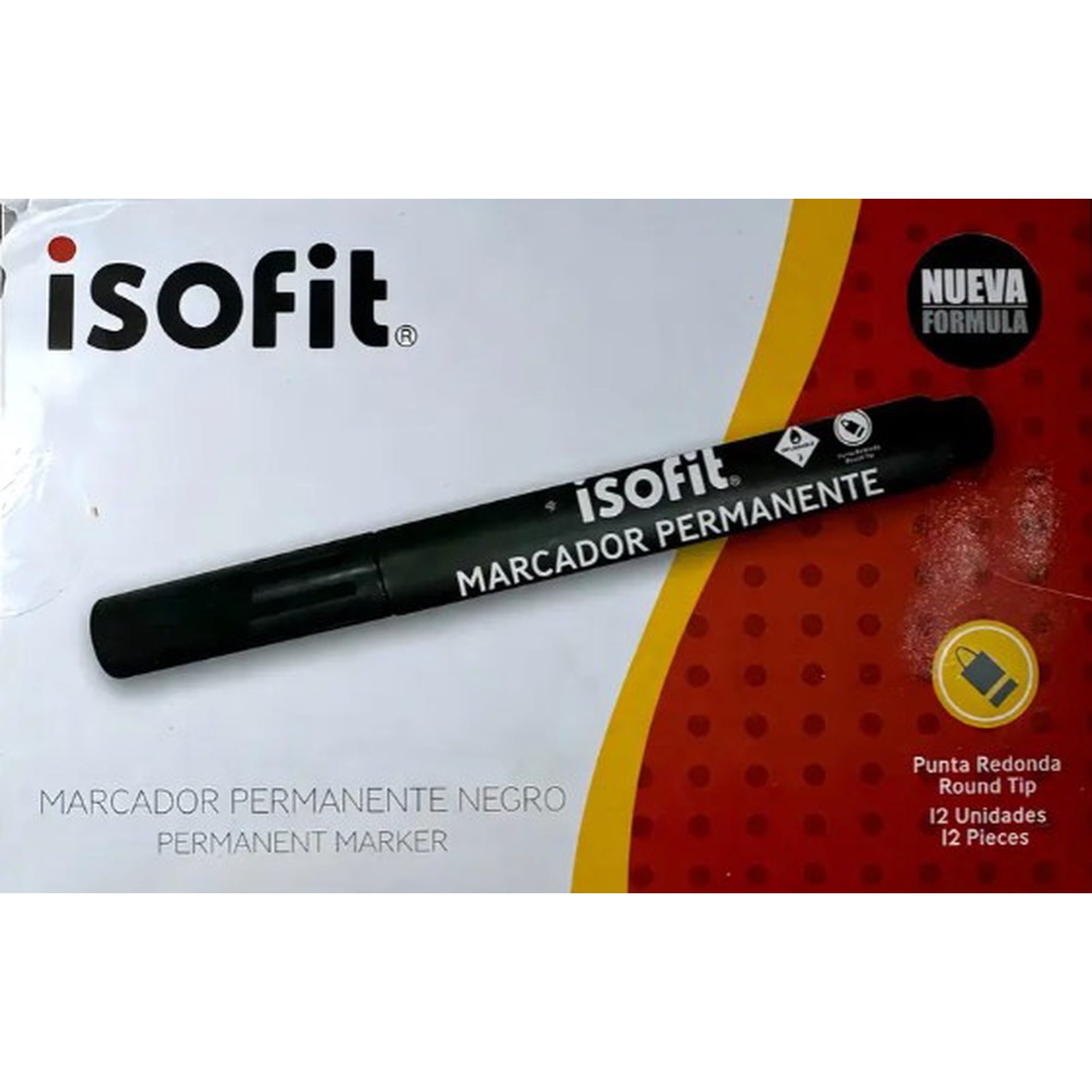Isofit - Caja Plumon Permanente Negro - (12 Unidades)