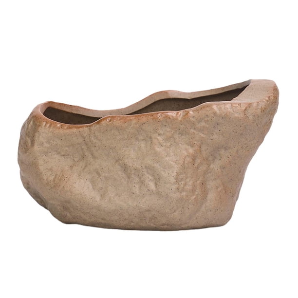 Macetas de cerámica Soportes de plantas Maceta de forma de piedra duradera con orificio de drenaje Macetas de entrenamiento de bonsái para patios de , Estilo C y grande